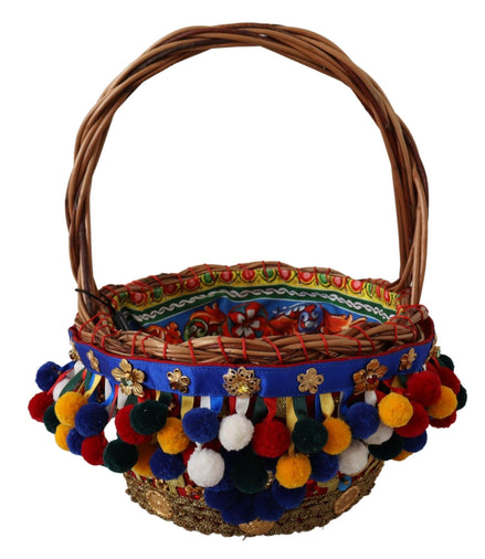 Dolce & Gabbana Πολύχρωμη Βαμβακερή Τσάντα Tote με Διακοσμητικά Agnese Basket