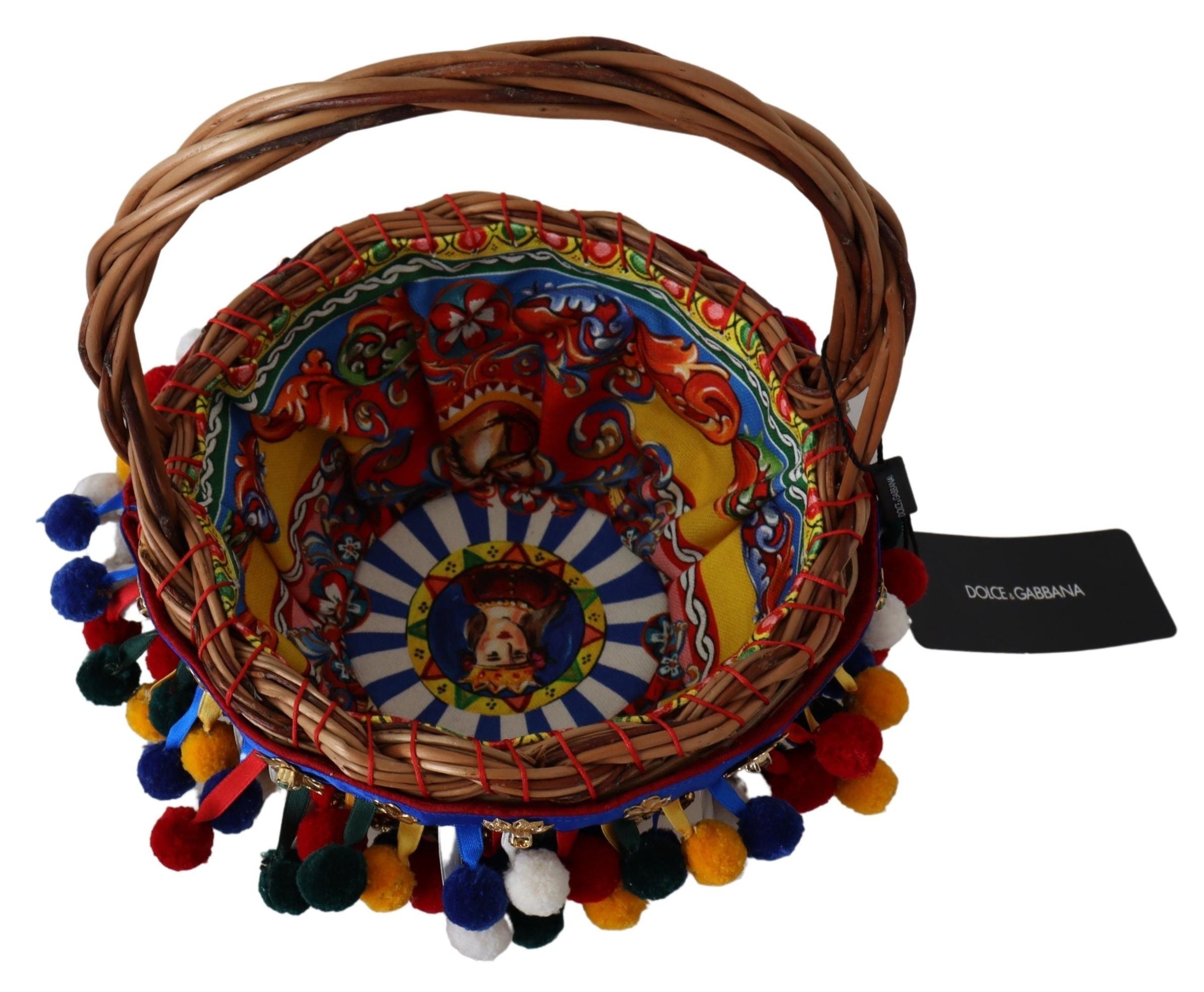 Dolce & Gabbana Πολύχρωμη Βαμβακερή Τσάντα Tote με Διακοσμητικά Agnese Basket