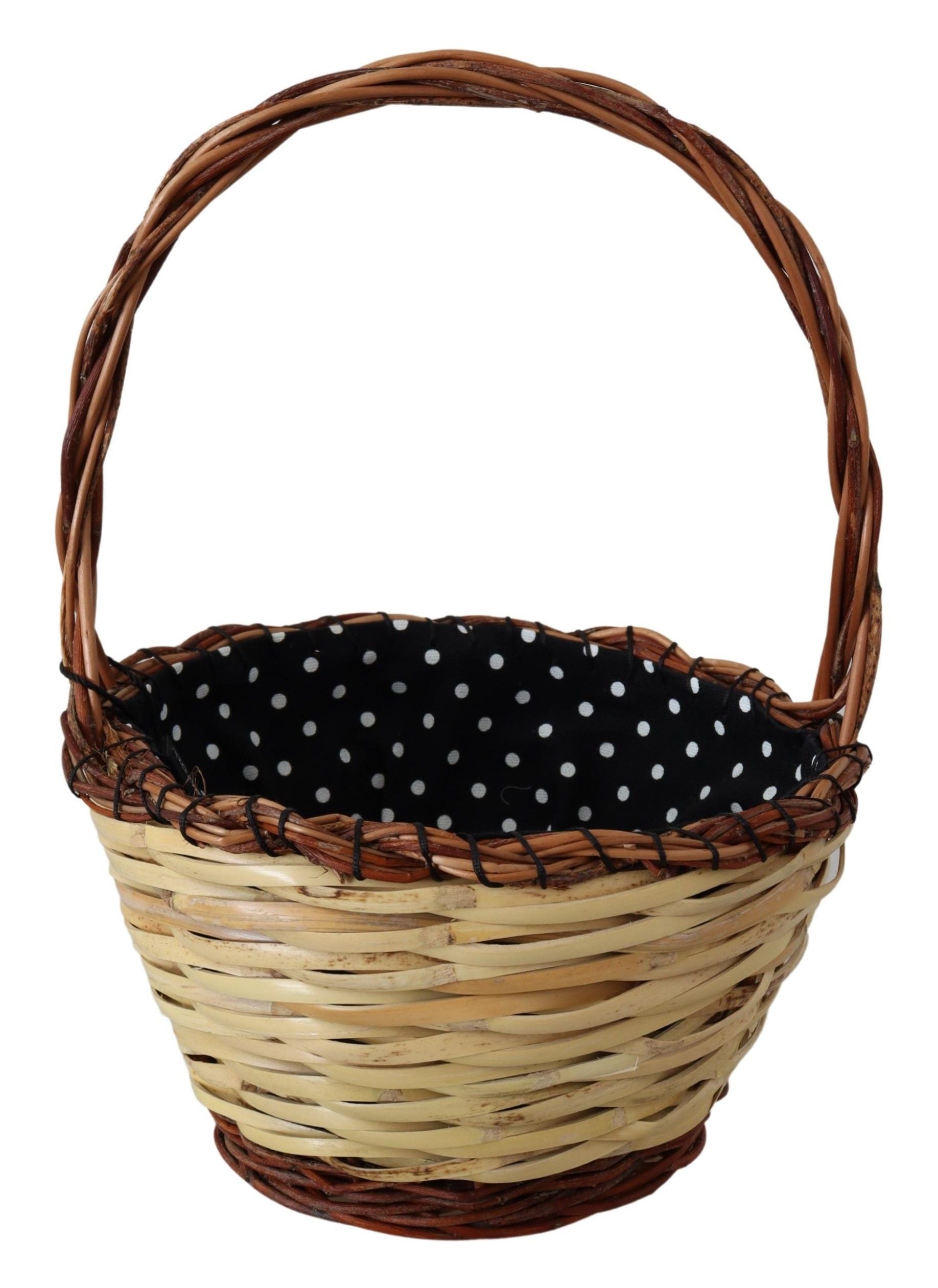 Τσάντα Tote Dolce & Gabbana Μπεζ Ξύλινο Ψάθινο Καλάθι Rattan