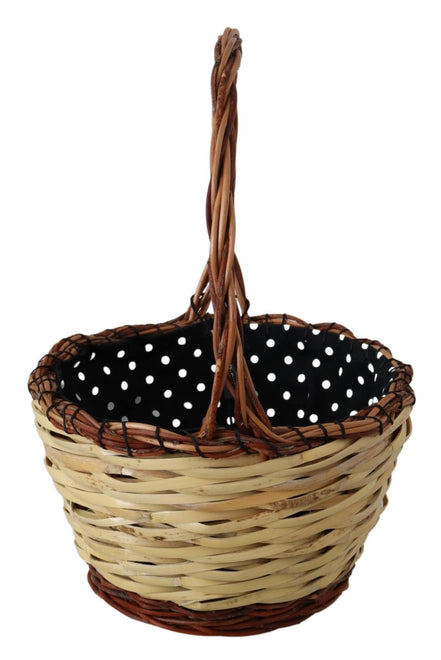 Τσάντα Tote Dolce & Gabbana Μπεζ Ξύλινο Ψάθινο Καλάθι Rattan