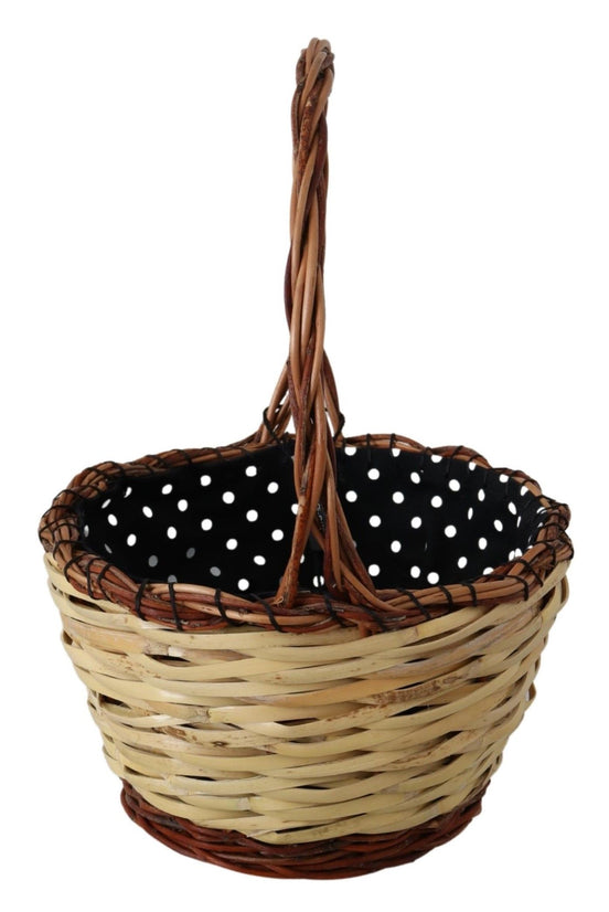 Τσάντα Tote Dolce & Gabbana Μπεζ Ξύλινο Ψάθινο Καλάθι Rattan