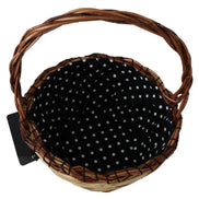 Τσάντα Tote Dolce & Gabbana Μπεζ Ξύλινο Ψάθινο Καλάθι Rattan