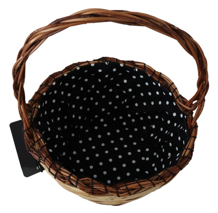 Τσάντα Tote Dolce & Gabbana Μπεζ Ξύλινο Ψάθινο Καλάθι Rattan