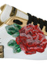 Dolce & Gabbana Γυναικεία Αθλητικά Παπούτσια Sneakers με Παγιέτες και Κρύσταλλα Λευκά Τριαντάφυλλα