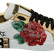 Dolce & Gabbana Γυναικεία Αθλητικά Παπούτσια Sneakers με Παγιέτες και Κρύσταλλα Λευκά Τριαντάφυλλα