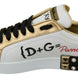 Dolce & Gabbana Γυναικεία Αθλητικά Παπούτσια Sneakers με Παγιέτες και Κρύσταλλα Λευκά Τριαντάφυλλα