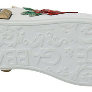 Dolce & Gabbana White Roses Sequined Crystal Womens Sneakers Shoes