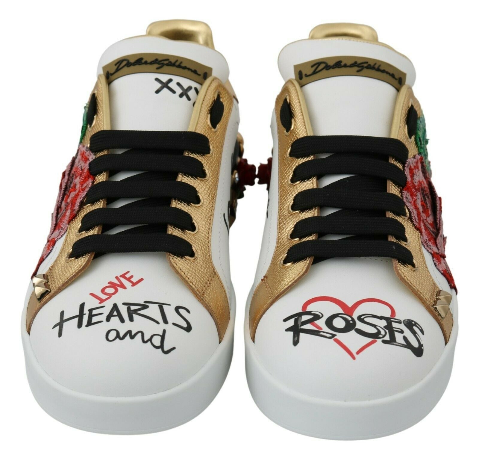 Dolce & Gabbana Γυναικεία Αθλητικά Παπούτσια Sneakers με Παγιέτες και Κρύσταλλα Λευκά Τριαντάφυλλα
