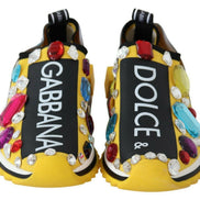 Dolce & Gabbana Yellow Multicolor Crystals Sneakers Shoes
