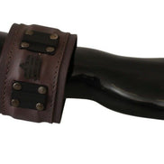 Scervino Street Brown Leather Branded Wide Buckle Closure Bracelet
