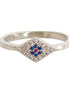 Nialaya Blue Red CZ 925 Silver Womens Clear Ring