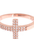 Nialaya Pink Gold 925 Silver Womens Cross CZ Ring
