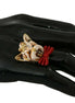 Dolce & Gabbana Beige Dog Pet Branded Accessory Gold Brass Resin Ring