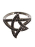 Nialaya Black CZ Rhodium 925 Silver Womens Ring