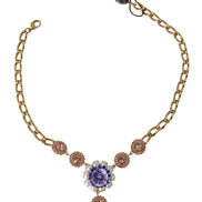 Dolce & Gabbana Pink Gold Brass Crystal Purple Pearl Pendants