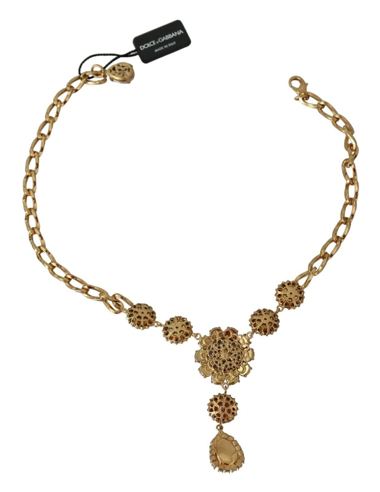 Dolce & Gabbana Ροζ Χρυσός Ορείχαλκος Κρύσταλλο Μοβ Μαργαριταρένια Κρεμαστά