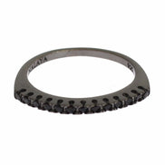 Nialaya Black CZ Rhodium 925 Silver Womens Ring