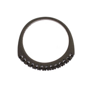 Nialaya Black CZ Rhodium 925 Silver Womens Ring