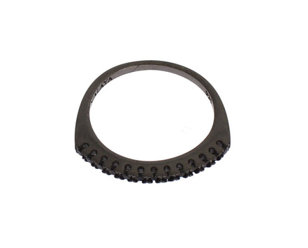 Nialaya Black CZ Rhodium 925 Silver Womens Ring