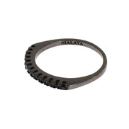 Nialaya Black CZ Rhodium 925 Silver Womens Ring