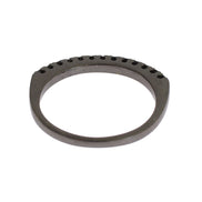 Nialaya Black CZ Rhodium 925 Silver Womens Ring