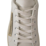 Dolce & Gabbana White Gold Leather Low Top Sneakers