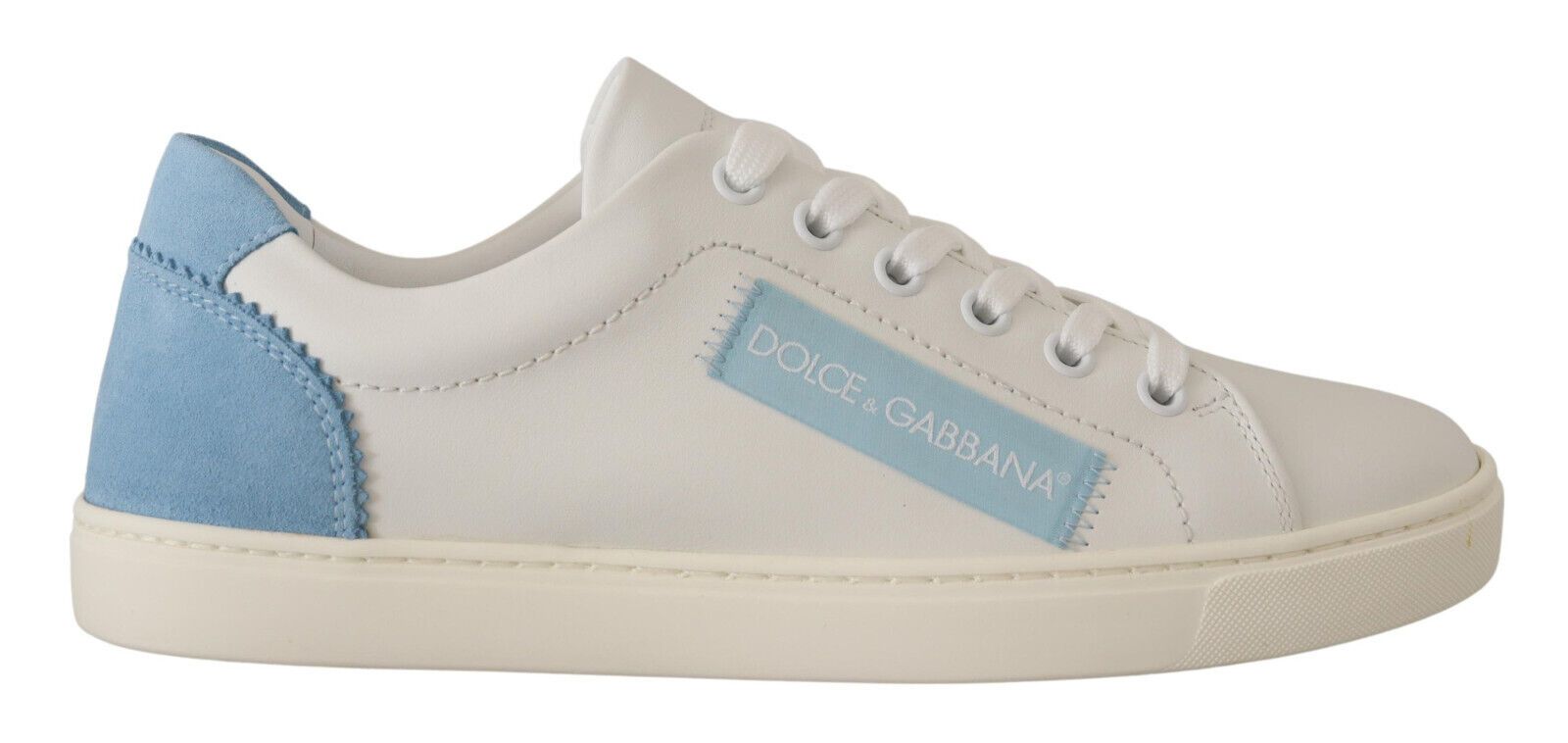Dolce & Gabbana Λευκά Μπλε Δερμάτινα Χαμηλά Αθλητικά Παπούτσια