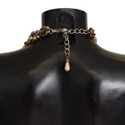 Κολιέ Dolce & Gabbana με χρυσό ορείχαλκο, κρυστάλλινα λουλούδια Σικελίας και εντυπωσιακό σχέδιο