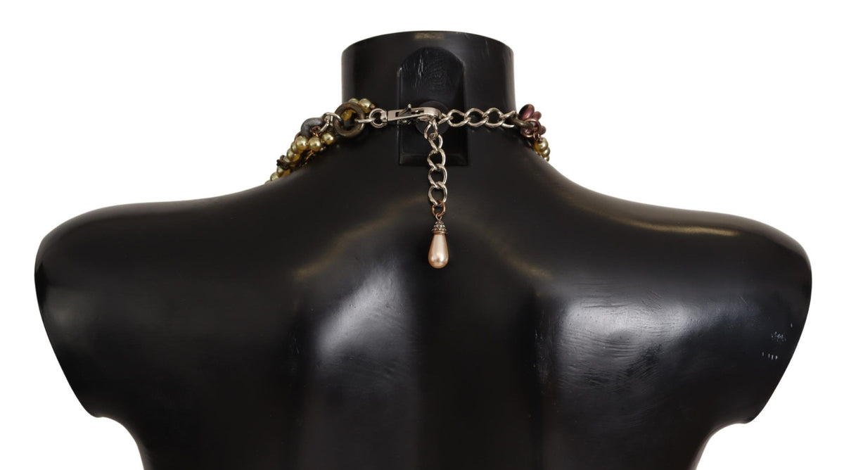 Κολιέ Dolce & Gabbana με χρυσό ορείχαλκο, κρυστάλλινα λουλούδια Σικελίας και εντυπωσιακό σχέδιο