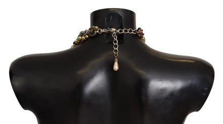 Κολιέ Dolce & Gabbana με χρυσό ορείχαλκο, κρυστάλλινα λουλούδια Σικελίας και εντυπωσιακό σχέδιο