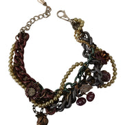 Dolce & Gabbana Gold Brass Sicily Floral Crystal Statement Necklace