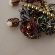 Dolce & Gabbana Gold Brass Sicily Floral Crystal Statement Necklace