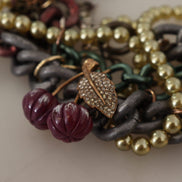 Κολιέ Dolce & Gabbana με χρυσό ορείχαλκο, κρυστάλλινα λουλούδια Σικελίας και εντυπωσιακό σχέδιο