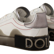 Dolce & Gabbana White Leather Shoes Womens Logo Portofino Sneakers