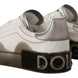 Dolce & Gabbana White Leather Shoes Womens Logo Portofino Sneakers