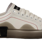 Dolce & Gabbana White Leather Shoes Womens Logo Portofino Sneakers