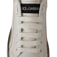 Dolce & Gabbana White Leather Shoes Womens Logo Portofino Sneakers