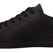 Dolce & Gabbana Black Gold Leather Low Top Sneakers Womens Shoes