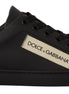 Dolce & Gabbana Black Gold Leather Low Top Sneakers Womens Shoes