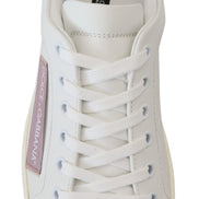 Dolce & Gabbana White Pink Leather Low Top Sneakers Shoes