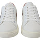 Dolce & Gabbana White Pink Leather Low Top Sneakers Shoes