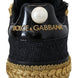 Dolce & Gabbana Black Gold Baroque Portofino Leather Sneakers Shoes