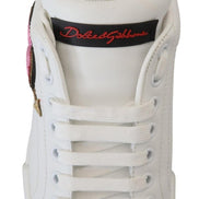 Dolce & Gabbana White Leather Sneaker Portofino Logo Heart Shoes