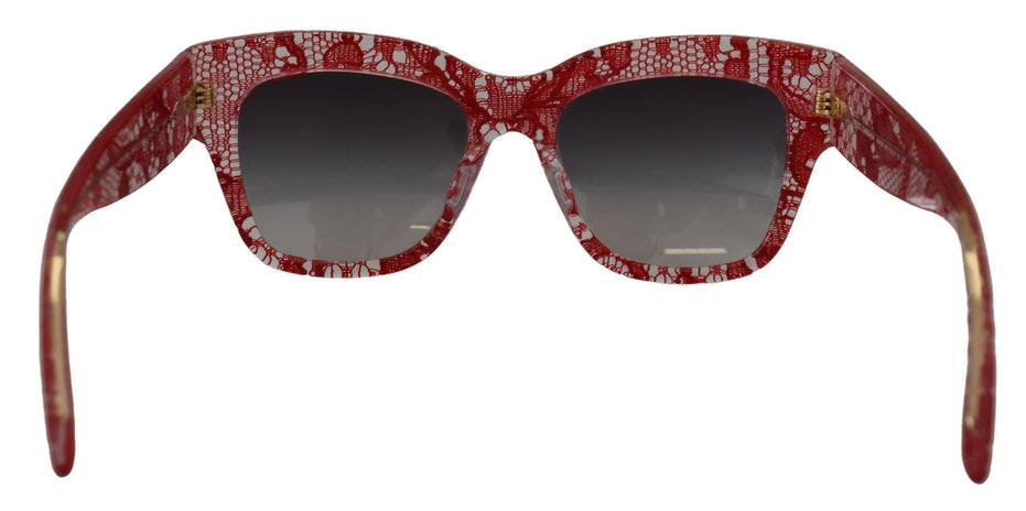 Dolce & Gabbana Κόκκινα Γυαλιά Ηλίου με Δαντέλα, Οβάλ Σκελετό και Οξική Κυτταρίνη DG4231F