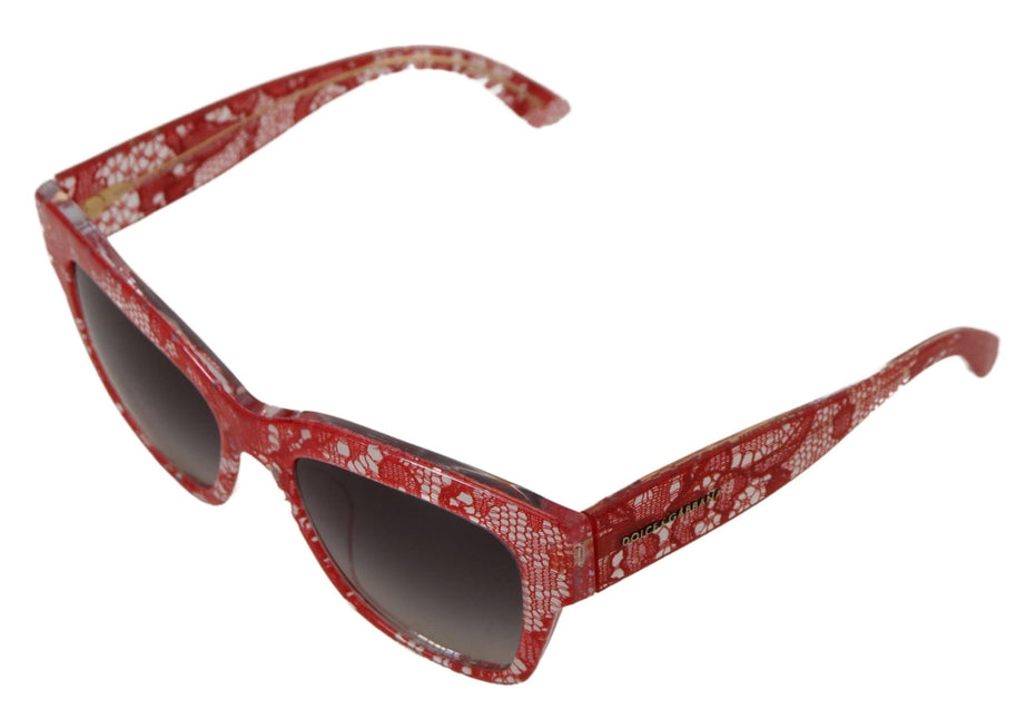 Dolce & Gabbana Κόκκινα Γυαλιά Ηλίου με Δαντέλα, Οβάλ Σκελετό και Οξική Κυτταρίνη DG4231F