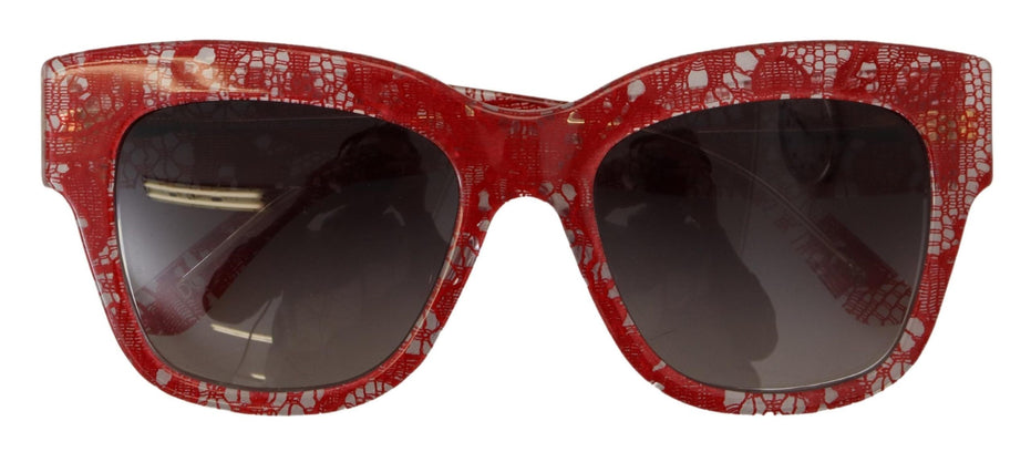Dolce & Gabbana Κόκκινα Γυαλιά Ηλίου με Δαντέλα, Οβάλ Σκελετό και Οξική Κυτταρίνη DG4231F