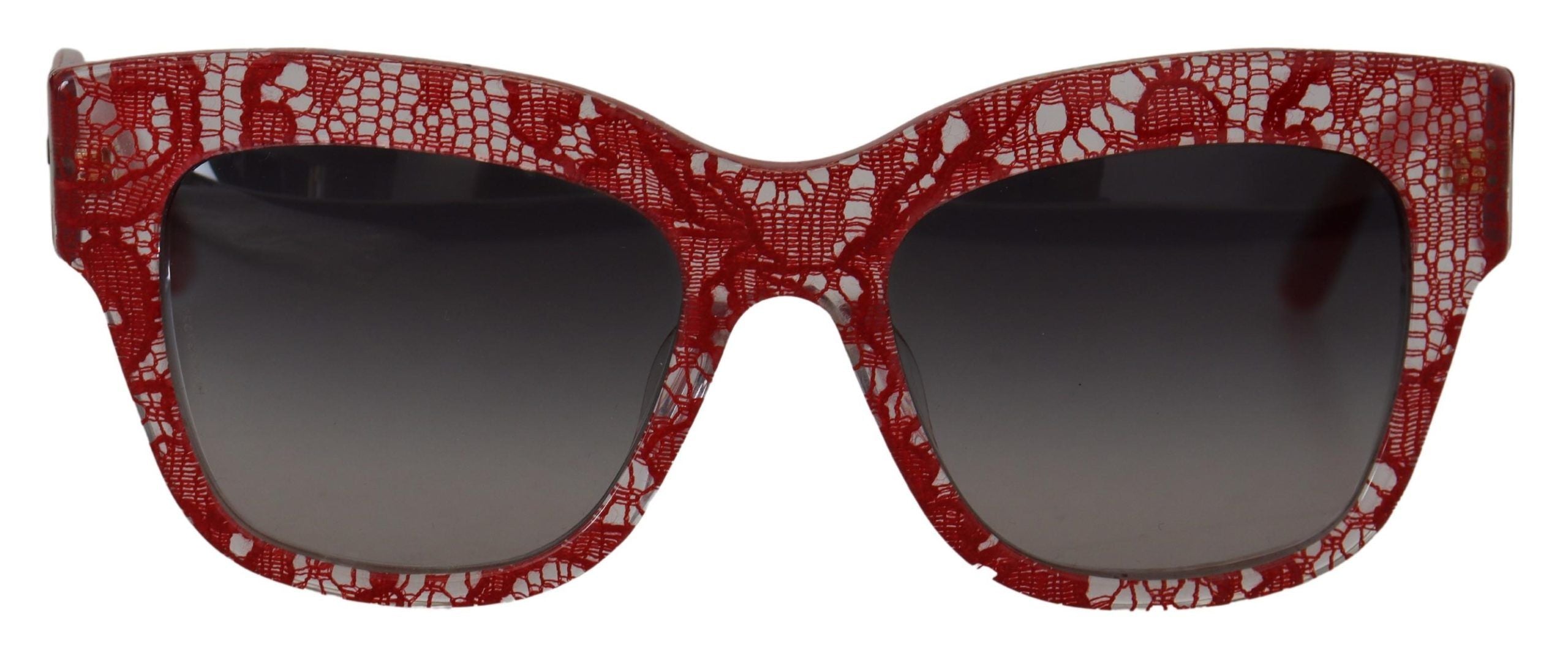 Dolce & Gabbana Κόκκινα Γυαλιά Ηλίου με Δαντέλα, Οβάλ Σκελετό και Οξική Κυτταρίνη DG4231F