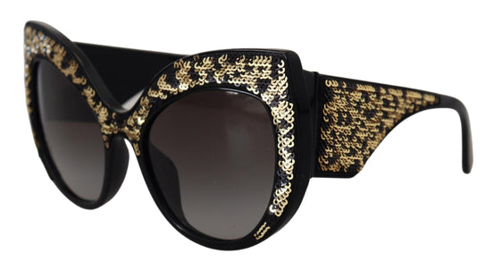 Γυαλιά ηλίου Dolce & Gabbana DG4326 με μαύρο χρυσό τόνο, παγιέτες πεταλούδας και πολωμένους φακούς