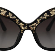 Dolce & Gabbana Black Gold Sequin Butterfly Polarized DG4326 Sunglasses