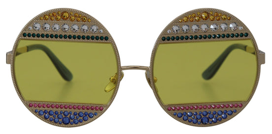 Γυαλιά ηλίου Dolce & Gabbana DG2209B με χρυσό οβάλ μεταλλικό πλαίσιο και κρυστάλλους
